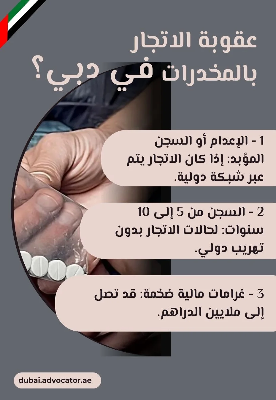عقوبة الاتجار بالمخدرات في دبي