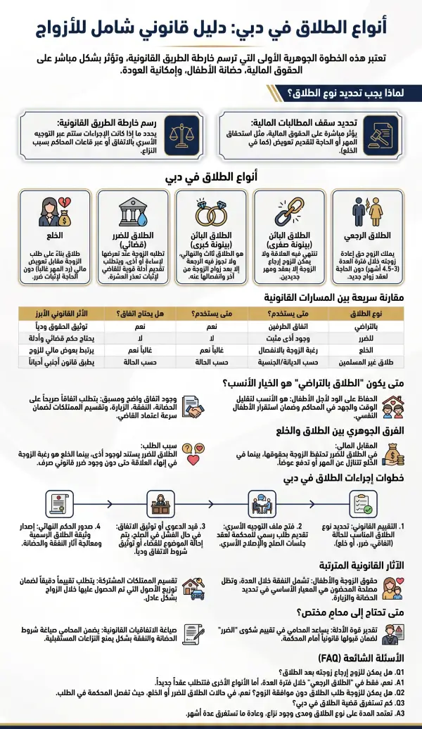 أنواع الطلاق في دبي: نظرة شاملة على الأنواع والإجراءات القانونية