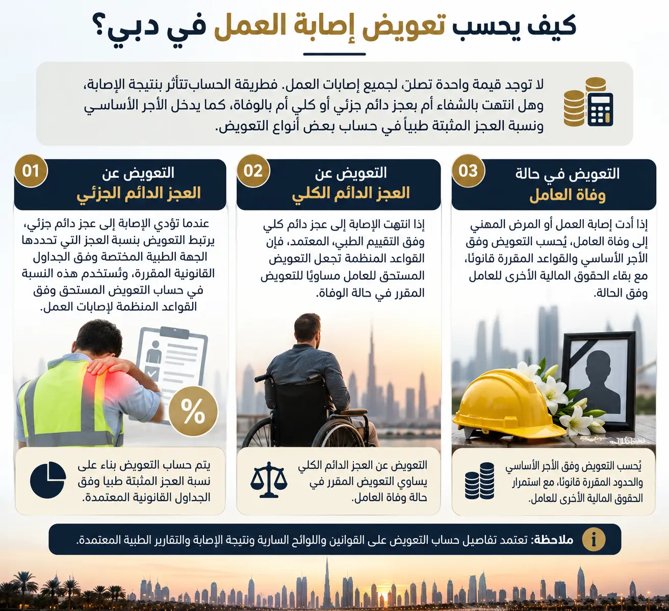 كيفية حساب التعويض عن إصابة العمل في دبي