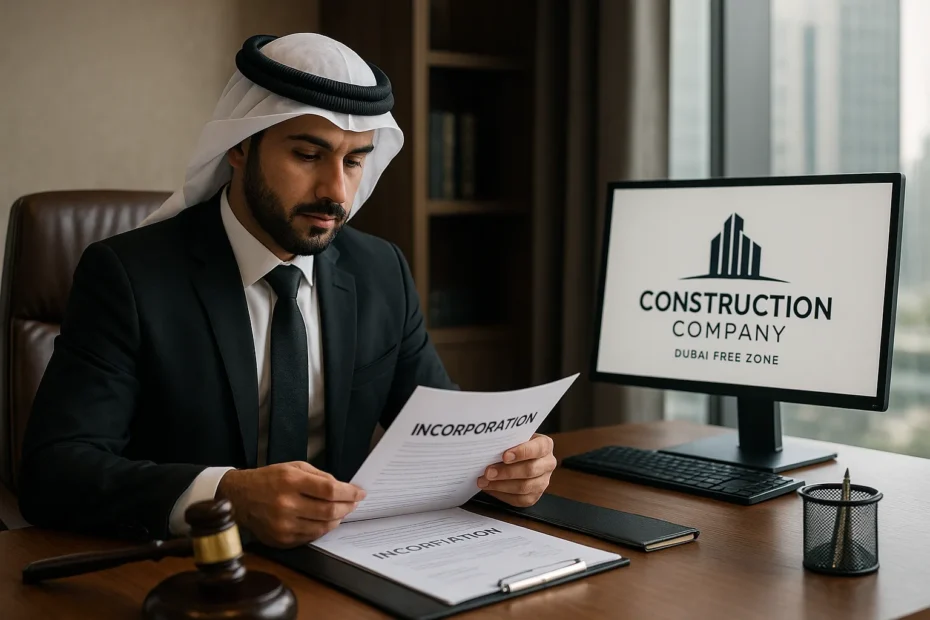 تأسيس شركة مقاولات مناطق حرة دبي
