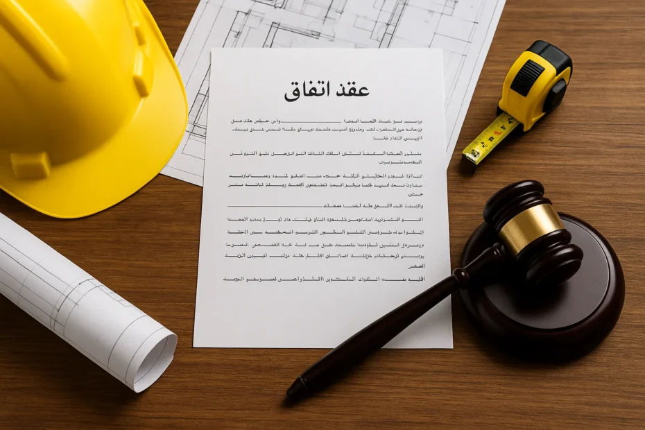 صيغة عقد اتفاق بين طرفين مقاولات دبي