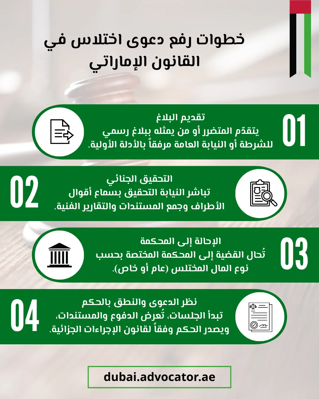خطوات رفع دعوى اختلاس في القانون الإماراتي