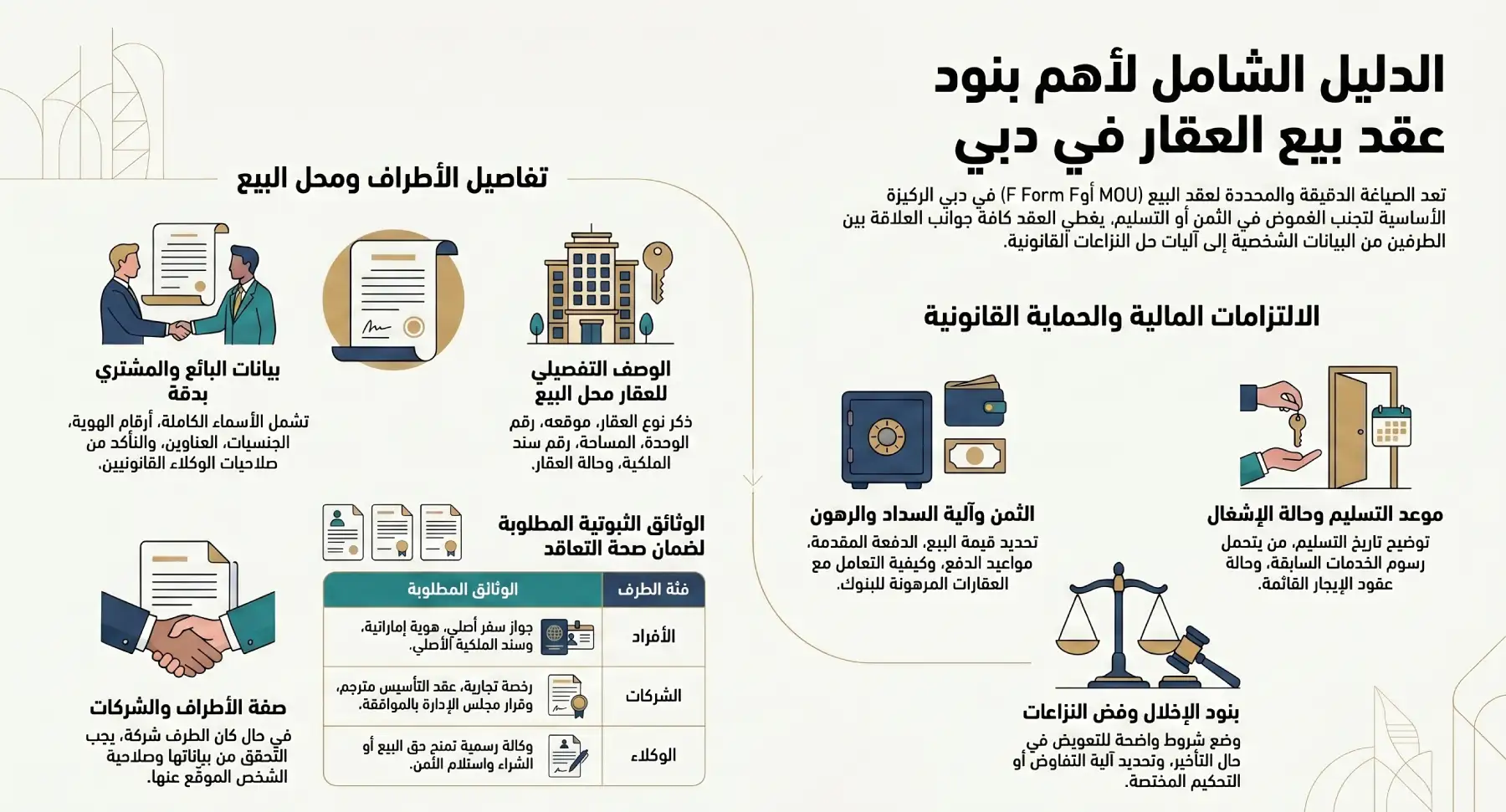 أهم بنود عقد بيع العقار في دبي