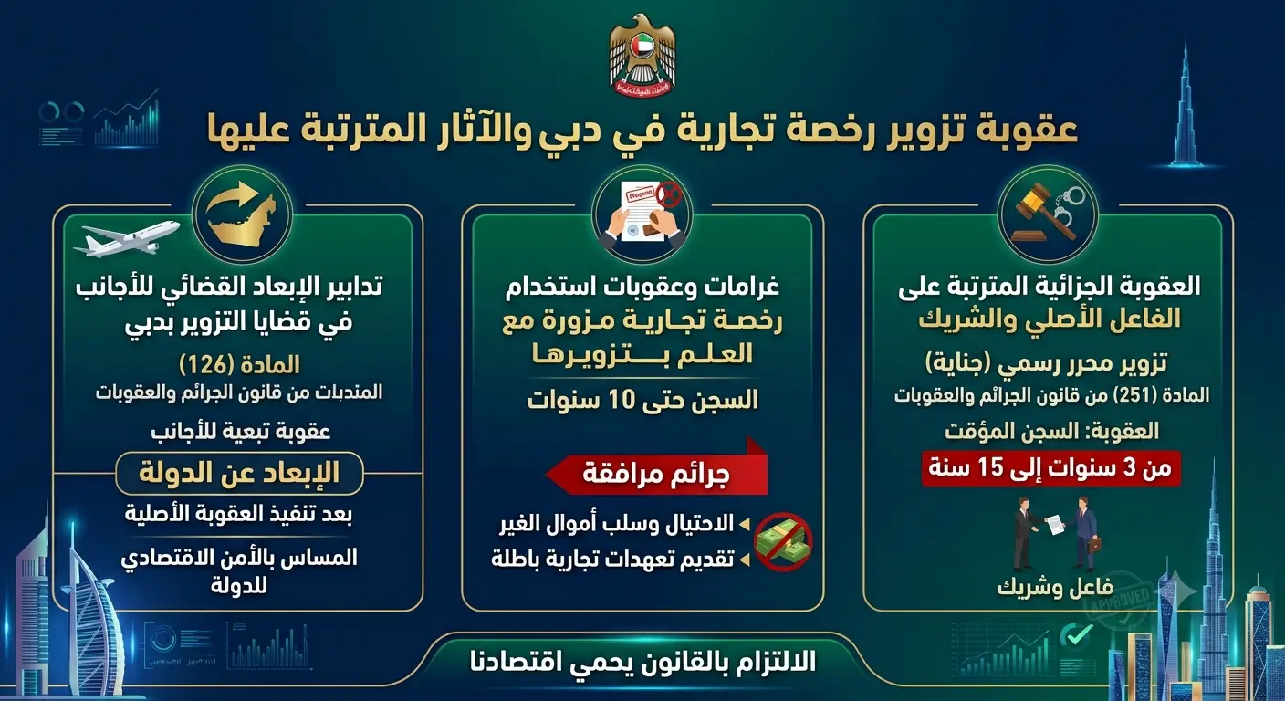 عقوبة تزوير رخصة تجارية في دبي والآثار المترتبة عليها