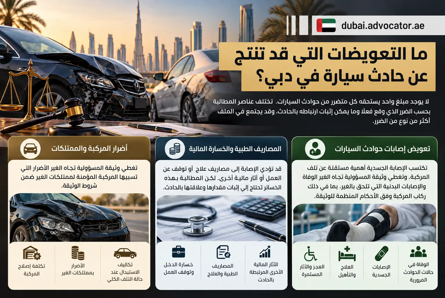 تعويضات حوادث السيارات في دبي